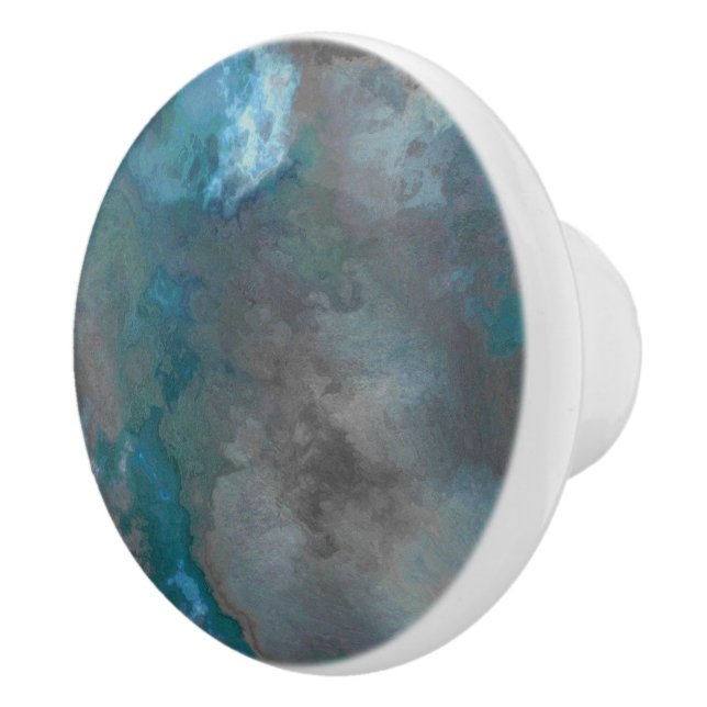 Blue and gray Marble Texture Ceramic Knob (Right)