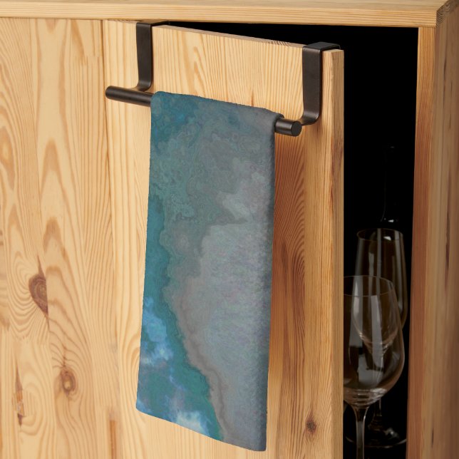 Blue and gray Marble Texture Kitchen Towel (Thirds Fold)