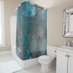 Blue and gray Marble Texture Shower Curtain