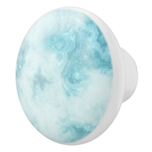 Blue And Gray Marbled Ceramic Knob