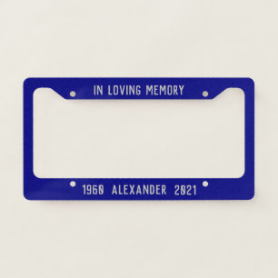 Blue and Gray Memorial License Plate Frame