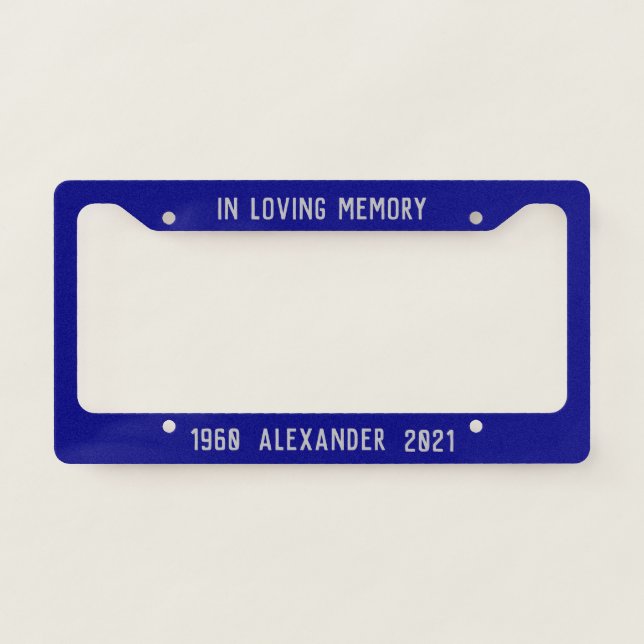 Blue and Gray Memorial License Plate Frame (Front)