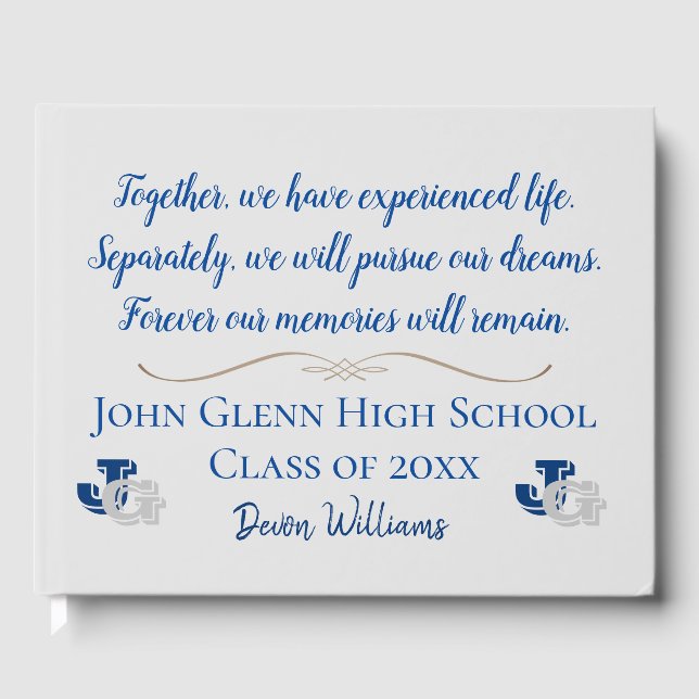 Blue and Gray Memories Quote Guest Book (Front)