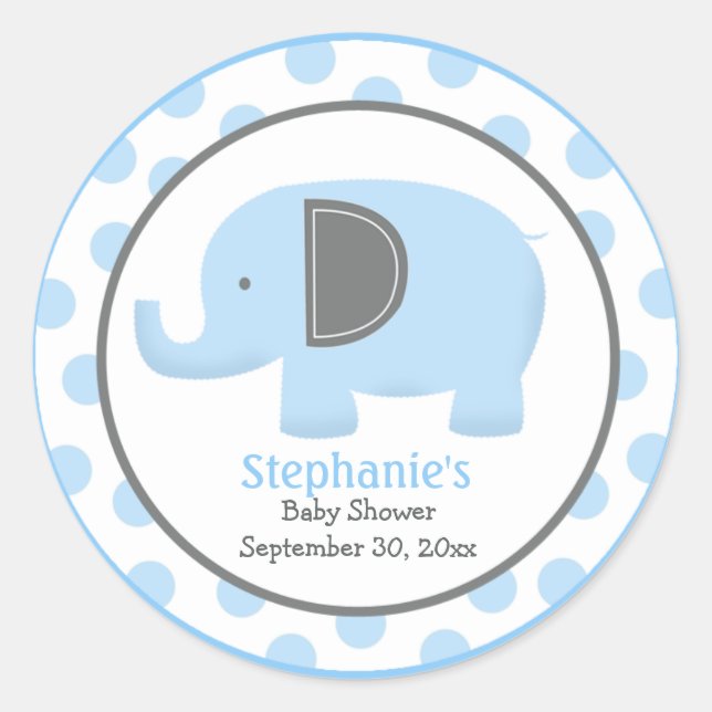 Blue and Gray Mod Elephant Round Sticker (Front)