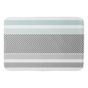 Blue and Gray Modern Abstract Arrow Pattern Bathroom Mat