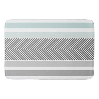 Blue and Gray Modern Abstract Arrow Pattern Bathroom Mat