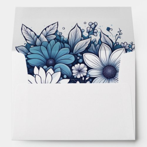 Blue and Gray Modern Floral Envelope