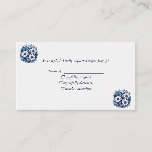 Blue and Gray Modern Floral RSVP Enclosure Card