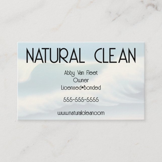 Blue and Gray Ocean Waves Cleaning Service Business Card (Front)