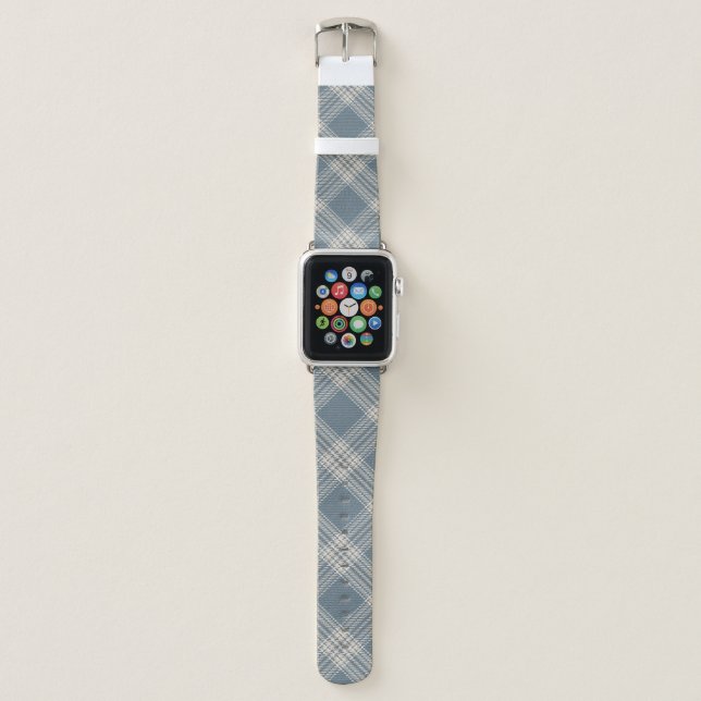 Blue And Gray Plaid  Apple Watch Band (Front)