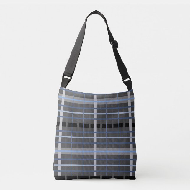 Blue and Gray Plaid Crossbody Bag (Front)