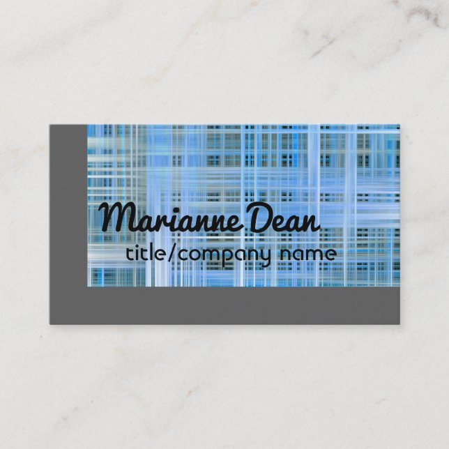 blue and gray plaid custom business card (Front)