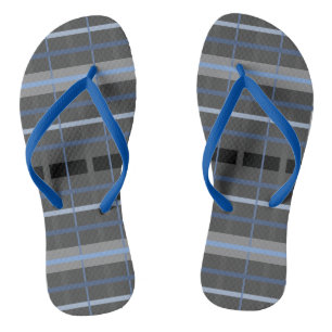 Blue and Gray Plaid Flip Flops