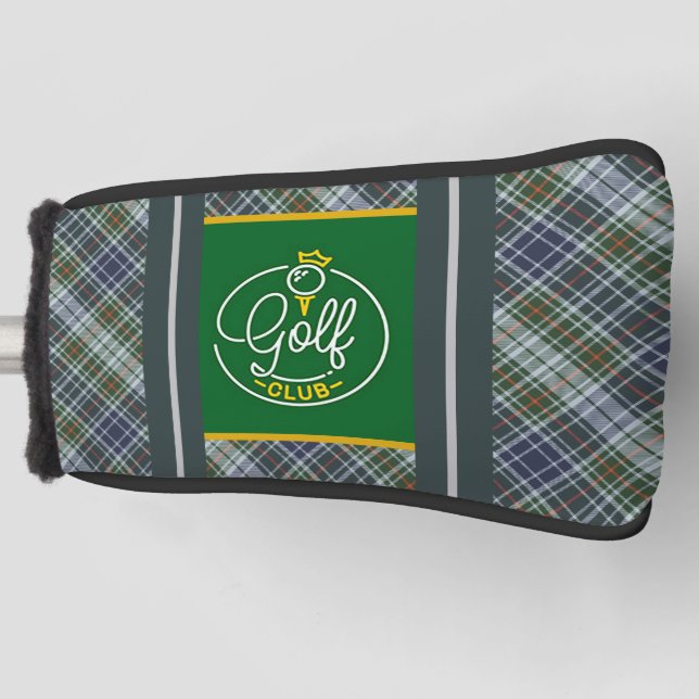 Blue And Gray Plaid Golf Head Cover (Front)