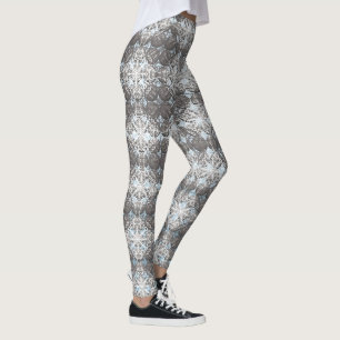 Blue and Gray Polka Dots Pattern Leggings
