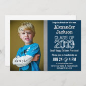 Blue and Gray Preschool or Kindergarten graduation Invitation (Front/Back)
