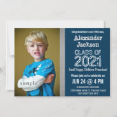 Blue and Gray Preschool or Kindergarten graduation Magnetic Invitation (Front)
