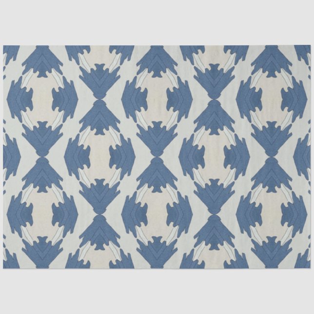 Blue and gray repeating pattern tissue paper (Front)