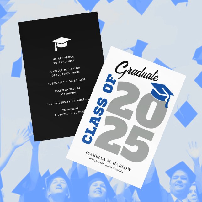 Blue and Gray Retro Graduation Announcement (Creator Uploaded)