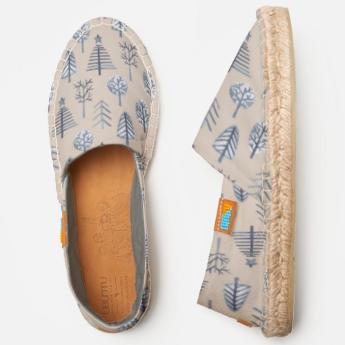 Blue and Gray Scandinavian Winter Pattern Espadrilles