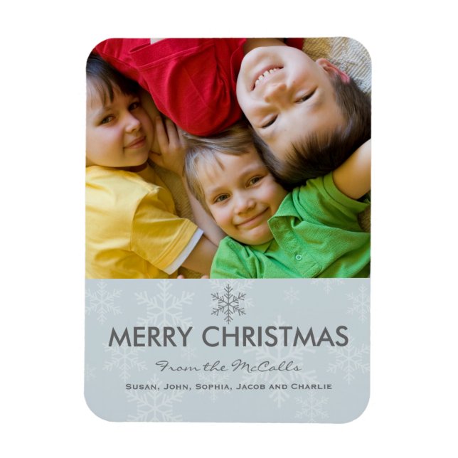 Blue and Gray Snowflake Holiday Magnet (Vertical)