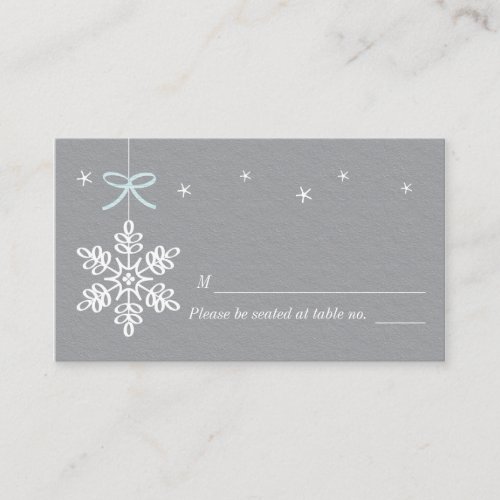 Blue and Gray Snowflake Place Cards
