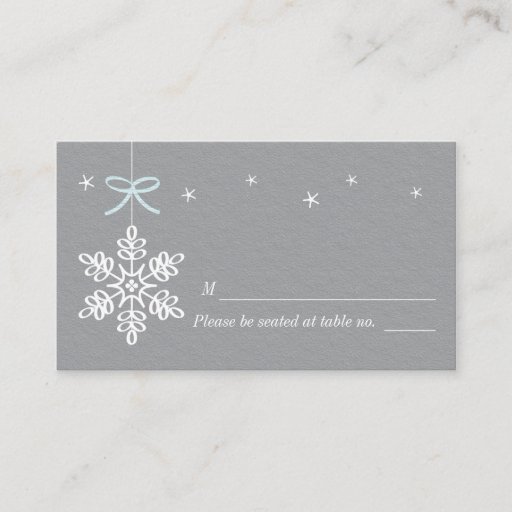 Customizable Blue and Gray Snowflake Place Cards Business Cards