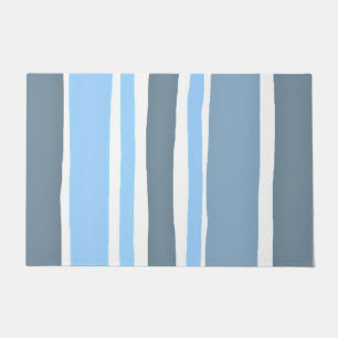 Blue and Gray Stripe Doormat