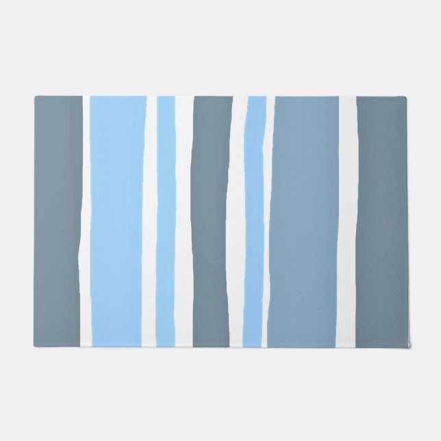 Blue and Gray Stripe Doormat (Front)