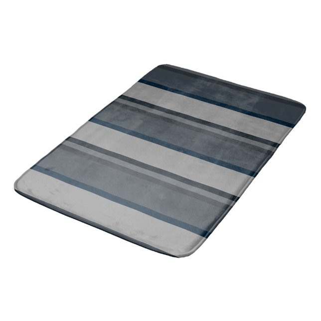 Blue and gray stripes bath mat (Angled)