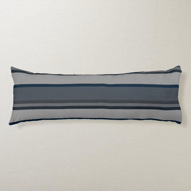 Blue and gray stripes body pillow (Front)