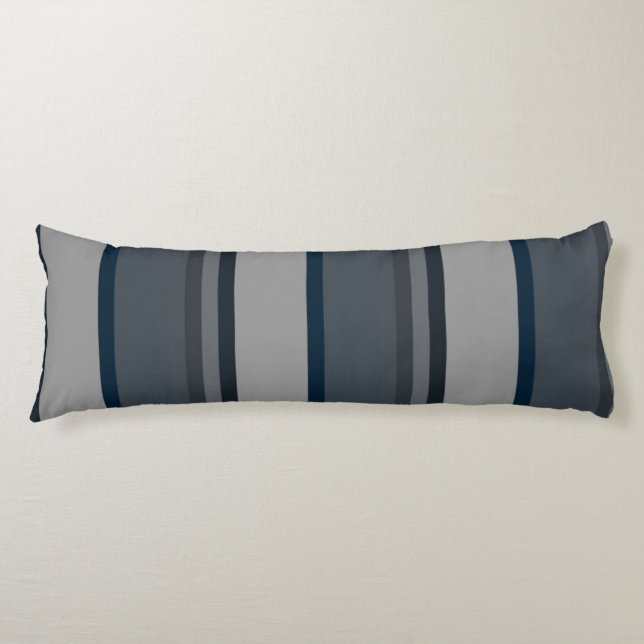 Blue and gray stripes body pillow (Front)