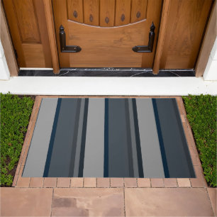 Blue and gray stripes doormat