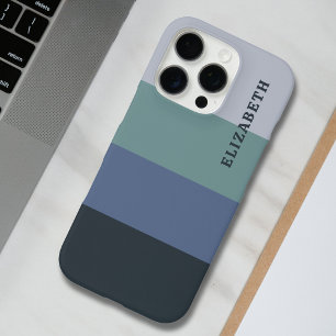 Blue and Gray Stripes Pattern iPhone 16 Pro Case