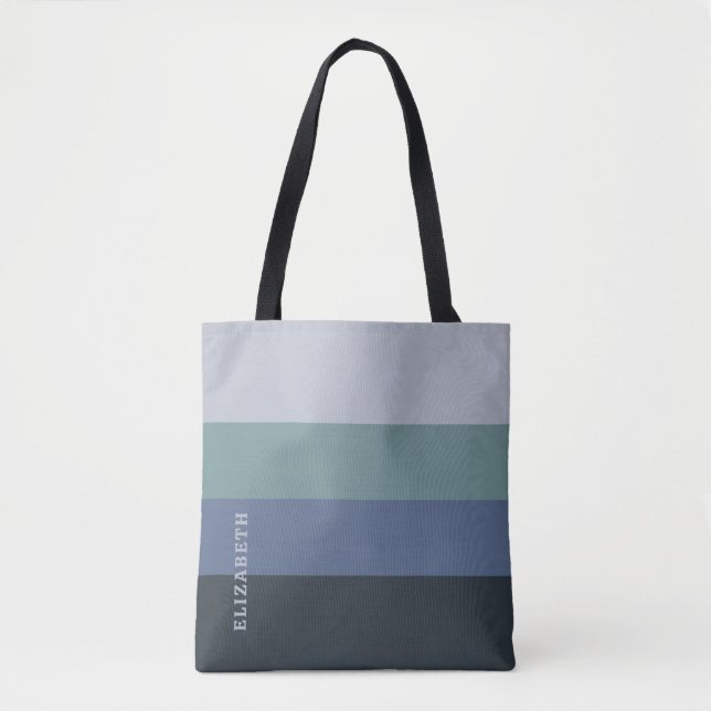 Blue and Gray  Stripes Pattern  Tote Bag (Front)