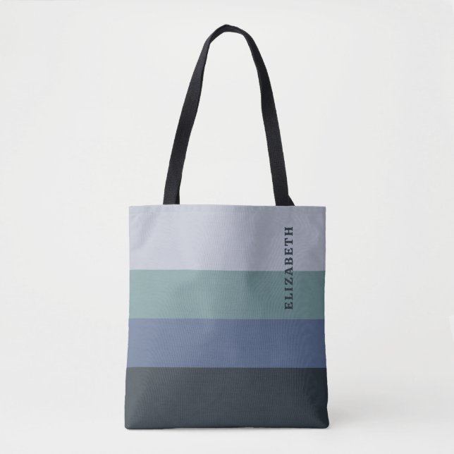 Blue and Gray  Stripes Pattern  Tote Bag (Front)