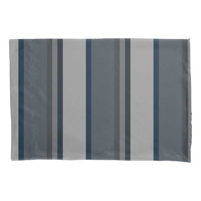 Blue and gray stripes pillow case (Front)