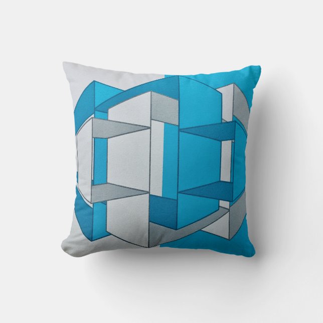 Blue and Gray Throw Pillow (Front)