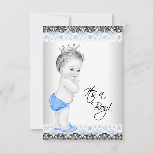 Blue and Gray Vintage Baby Boy Shower Invitation