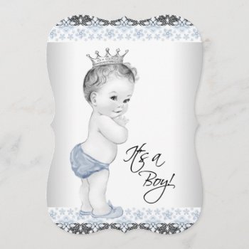 Blue And Gray Vintage Baby Boy Shower Invitation by The_Vintage_Boutique at Zazzle