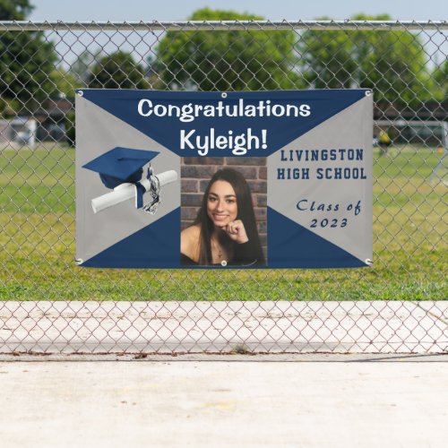 Blue and Gray Vinyl Graduation Photo Banner