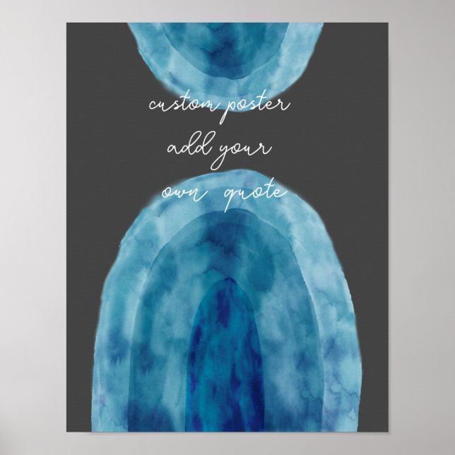 blue and gray  watercolor add text custom  poster (Front)