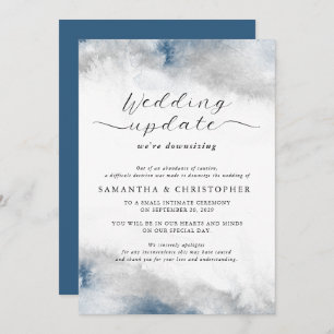 Blue and Gray Watercolor Wedding Downsizing Update Announcement
