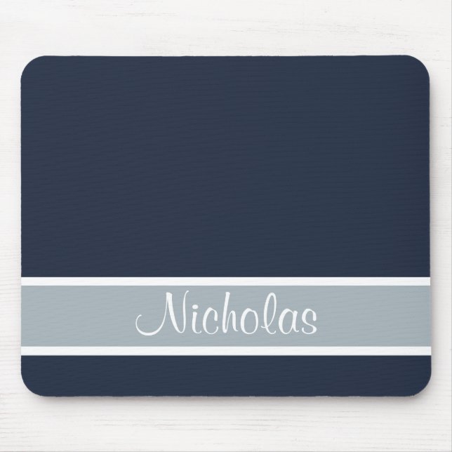 Blue and Gray with Name Mouse Pad (Front)