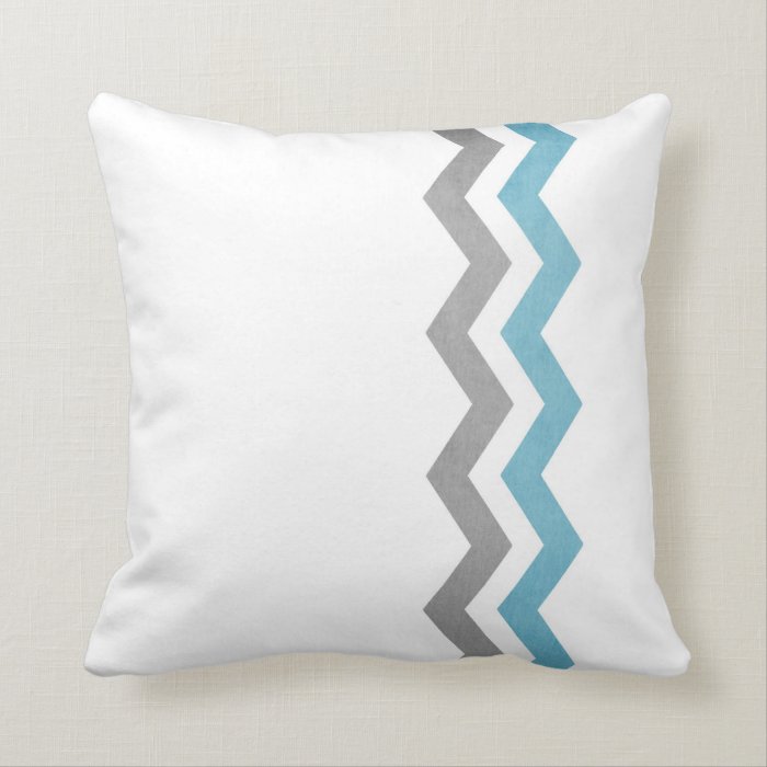 Blue and Gray Zig Zag Pattern Throw Pillows