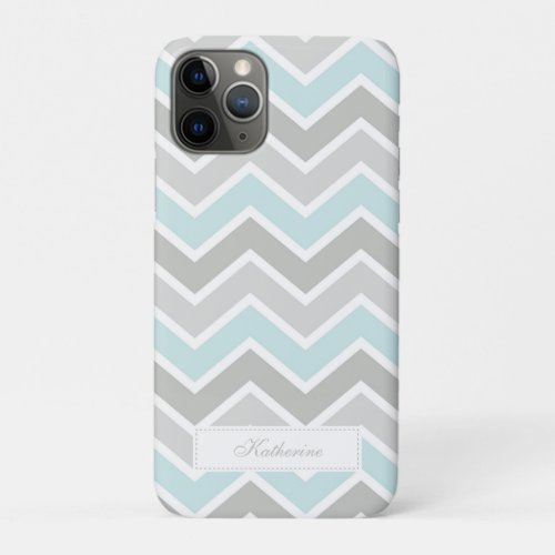 Blue and Gray Zigzag Chevron Pattern iPhone 11 Pro Case