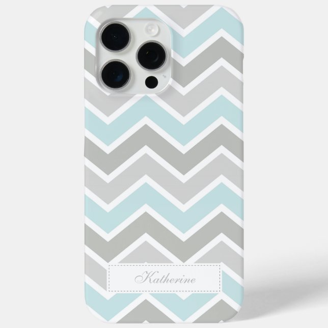 Blue and Gray Zigzag Chevron Pattern Case-Mate iPhone Case (Back)