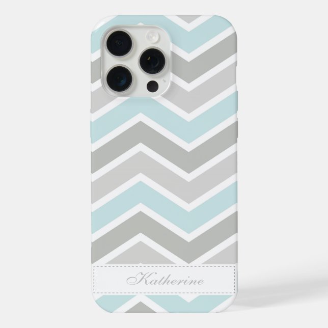 Blue and Gray Zigzag Chevron Pattern Iphone Case (Back)