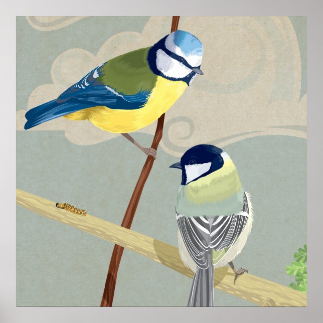 Blue and Great tit Poster (Front)