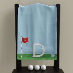 Blue And Green 18th Hole Golfer Monogram Golf Towel at Zazzle